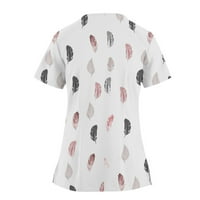 Ženske vrhove kratkih rukava radna odjeća za bluze Grafički otisci Dame Ljeto V-izrez Fashion White