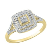 DazzlingRock kolekcija okrugli bijeli dijamantski Split Split Shank Cluck Cluster zaručni prsten za