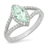 1.2ct Marquise rez zeleni simulirani dijamant 18k bijeli zlatni angažman halo rublja veličine 4,5