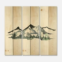 Art DesimanArt 'Minimalističke zimske planine i Jela Šuma I' Moderni print na prirodnom borovom šumu