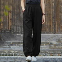 Ženske y2k hlače, ležerne duge pantalone sa visokim strukom sa džepom labavim čvrstim radnim hlačama