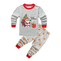 Majica i pantalone s dugim rukavima i pantalone Pidžama Set Xmas crtani ispisano spavanje Božić pidžamas