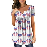 Ženska majica Dan nezavisnosti Plus Veličina Amerikanac 4. jula tiskani V izrez kratkog rukava pulover bluza za žene