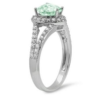 1,49ct srce zelenog simuliranog dijamanta 18k bijelo zlato Angažovanje halo prstena veličine 4,75