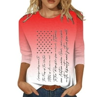 Ženske vrhove modnih grafičkih tina za žene rukav neovisnost dana odjeća žena ženska majica okrugli