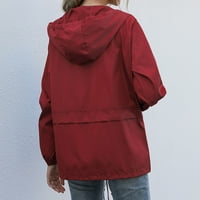 PXIAKGY zimski kaputi za žene Žene Čvrsti džep s dugim rukavima Outerwear Labavi Splice vjetrovitoročni kaput za žene Crveno + S