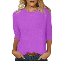 Sleeve Crew izrez Solid Print Classic Bluze Majice za žene Ljubičasta veličina m
