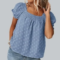 Ženski ljetni casual top, točka raširenog ovratnika duplo slojevi majica majica čista boja labava bluza