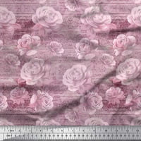 Tekst tkanine Soimoi Rayon, lišće i ruža cvijeća dekor od tiskanog dvorišta širom