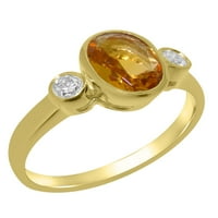 Britanci napravio je 10k žuto zlato ženski prsten prirodni citrinski i dijamantni godišnjički prsten