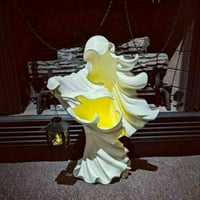 Crna bijela smola W Lanter Cracker Carrel statuu Halloween Decor LED ili solarni