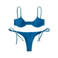 Huachen Women Sexy Print bikini set Push up kupaći kupaći kostim visoki struk kupaći kostim, plavi s