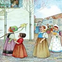 Ilustracija po pjesmu proljeće iz knjige djetinjstvo Milcent i Githa Sowerby, objavio je Hilary Jane