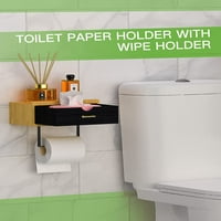 Uamector WoA papir za papir sa policama od bambusa - ljepilo ili vijčani zidni montira organizator kupaonice - Bešmetični i tišini