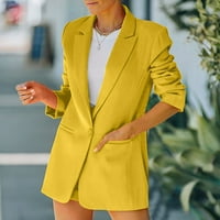 Symoid Womens BlazerCoats & Jackets - dame je čvrsto isključivanje ovratnika s dugih rukava kaput s dugim rukavima Blazer Yellow M