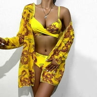 Finelylove kupaći kostimi za žene Lagano obloženi sportski grudnjak Bikini Yellow M
