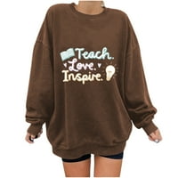 Naučite ljubav INSPIRE Žene košulje s dugim rukavima Crte Casual Vintage Pismo Grafički pulover tiska