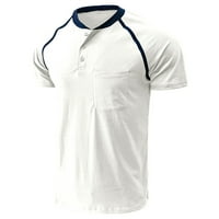 Muška ležerna Henley majica Ljeto dugme Redovna fit majica kratkih rukava Lagana stilski čvrsti bolovi