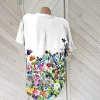 Ženske vrhove Grafički printoni za kratke rukove Bluze Casual Dame Fashion Henley Summer Multicolor L