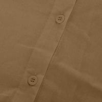 Haljine za pamučne platnene haljine za žene Čvrsta boja Ležerne prilike s dugim rukavima Haljina sa džepovima sa džepovima