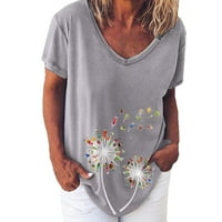 Bluze za žene Dressy Casual Fashion Woman V izrez za ispis majica za bluzu za bluzu duks kratkih rukava