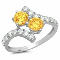 1. CT sjajan okrugli rez prozirni simulirani dijamant 18k bijeli zlatni pasijans sa Accentima prsten sz 4.5