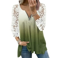 Vruća prodaja ženski vrhovi modni patentni zatvarač za tisak bluza čipka majica s dugim rukavima Ljetni vrhovi