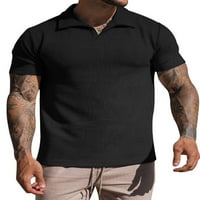 Niuer muns polo majice vafle ljetne vrhove kratkih rukava s majicom Classic Fit majica bluza rever crna