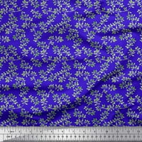 Soimoi Blue Japan Crepe satenski list tkanine ostavlja otiske tkanine sa širokim dvorištem