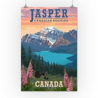 Jasper, Kanada, Kanadenski stijeni, medvjed i proljetne cvijeće