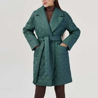 Prodaja čišćenja Online ponude za ženski povremeni pamučni kaput Rhombic V izrez dugačak remen topli labavi kaput