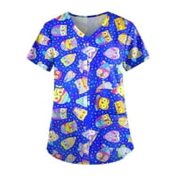 Žene ljetne vrhove Kapa kratki rukav Vruća s kratkim rukavima Ležerne prilike Labavi cvjetni print T majice Tunic Top Bluzes Blue XL