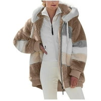 Kaputi od runa za žene, plus veličine zimski plišani sa kaputić sa kapuljačom sa kaputima sa kaputom sa džepovima