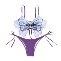Liacowi Women kupališta Bikinis set Butterfly Print baveless bez rukava BIKINI BRA + GARMJEVI kupaći kostimi kupalište