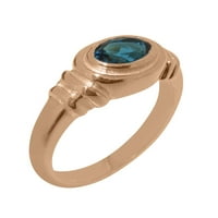 Britanci izrađen 14k Rose Gold Natural London Blue Topaz Unise Obećaj prsten - Opcije veličine - Veličina