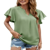 Paille dame majice rukave majica s punim bojama casual travel ljetne vrhove grašak zelena l