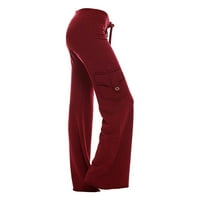 Atinetok teretni hlače Žene Žene vježbanje tajice Stretch Struk dugme Pocket Yoga teretana Loose hlače