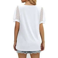 Plus veličine za žene ženski kvadratni dekolte kratki rukav čvrstim dame bluze ljetne majice za žene bijele xxl