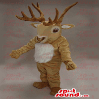 Light Brown Reindeer životinjska plišana za maskota sa dugim rogovima - životinjske maskote šume