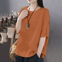 Leylayray ženske vrhove žene ljetna casual majica labava bluza kratki rukav okrugli vrat narandžasti xl