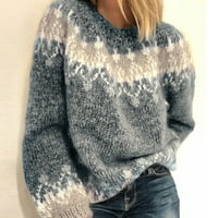Munlar Womens Cardigan džemperi, modne žene O-izrez dugi rukav Leoaprd patchwork pleteni topli džemper