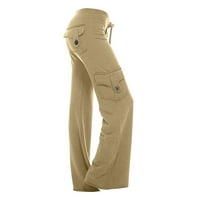 Atinetok teretna hlače Žene Vježbanje gamaše Stretch tipka za struk Pocket Yoga teretana Loose hlače