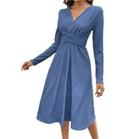 Ženske haljine za jesen casual haljina labava montažna haljina plava xl