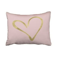 Winhome Dekorativna ružičasta sa zlatnim srčanim bacačem jastuk veličine ručice Dvije strane