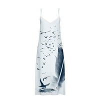 Ženska haljina za plažu Ljetna moda V-izrez Srednja struka bez rukava slim snimka Boho cvjetne suknje