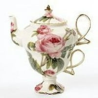 Elegantna romantična ruža Viktorijanski porcelanski čajnik i teacup Duo Prekrasan poklon Predmet