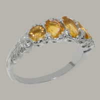 Britanci napravio 18k bijeli zlatni prirodni citrinski ženski zaručnički prsten - Opcije veličine - veličine 4,75