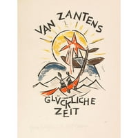 Otto Lange Crni moderni uokvireni muzej umjetnički print naslovljen - Van Zantenovo sretno vrijeme
