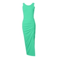 Ženska haljina na poklopcu Ležerne prilike, Duljina, duljina za gležnjeve Trgovinski izrez bez rukava Green XL