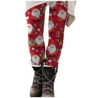 Tarmeek ženske božićne tamke visokog struka Hlače za vježbanje trbušnjacima Santa Claus Ispisuje tajice za nogavice teretane